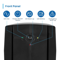 Onduleur interactif Ewent 1300 VA/720 W - 3 prises Schuko - Câble d'alimentation - Fonction AVR - Notifications sonores et LED -