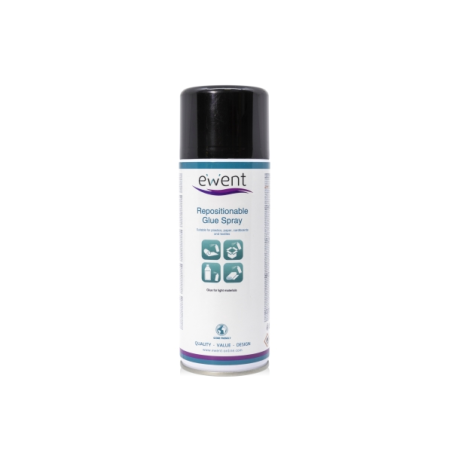 Spray adhésif repositionnable Ewent - Séchage rapide - 395 g - Couleur transparente