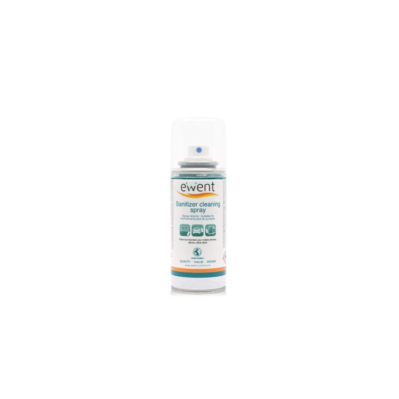 Spray désinfectant Ewent pour surfaces - 100 ml - Formule détergente - Anti-odeurs - Couleur transparente