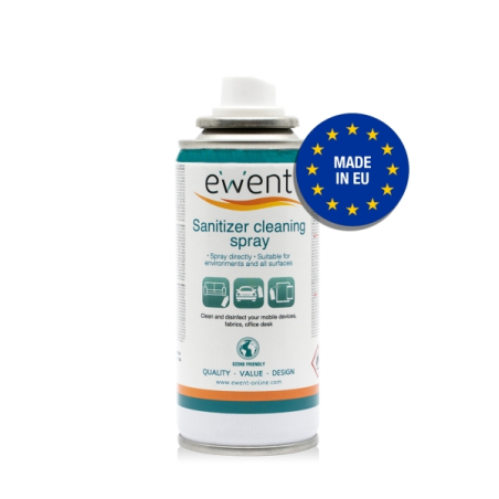 Spray désinfectant Ewent pour surfaces - 400 ml - Formule détergente - Anti-odeurs - Couleur transparente