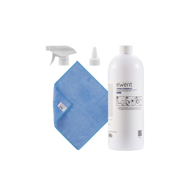 Kit de nettoyage d'écran Ewent 1000 ml + chiffon en microfibre