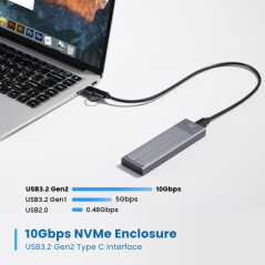Boîtier externe USB 3.2 USB-C Ewent - SSD, câble USB CC et USB CA - Noir