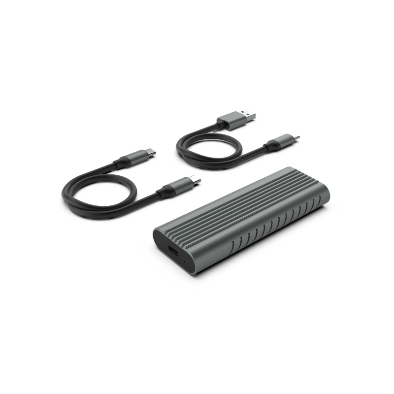 Boîtier externe USB 3.2 Ewent - SSD USB-C sans vis - Câble USB CC et USB CA - Gris