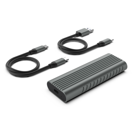 Boîtier externe USB 3.2 Ewent - SSD USB-C sans vis - Câble USB CC et USB CA - Gris
