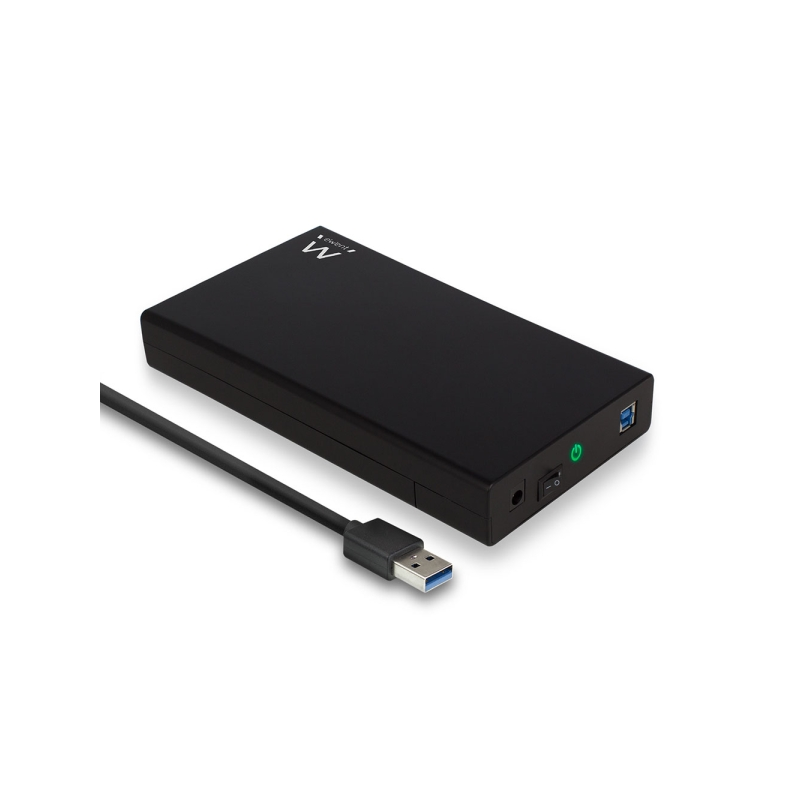 Boîtier externe Ewent EW7056 pour disques durs SATA 3,5" - Sans vis - USB 3.2 - Câble 80 cm - Noir