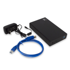 Boîtier externe Ewent EW7056 pour disques durs SATA 3,5" - Sans vis - USB 3.2 - Câble 80 cm - Noir