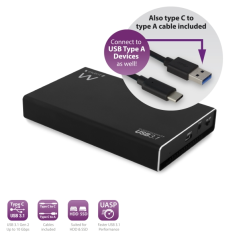Boîtier externe Ewent pour disque dur/SSD - USB-C 3.2 Gen2 - Aluminium - SSD/HDD 2,5" - Noir