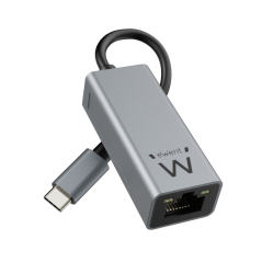 Adaptateur réseau Ewent RJ45 vers USB-C - Gigabit 10/100/1000 Mbps - Câble de 15 cm - Couleur aluminium
