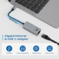 Adaptateur réseau Ewent RJ45 vers USB-C - Gigabit 10/100/1000 Mbps - Câble de 15 cm - Couleur aluminium