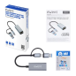 Ewent Adaptador de Red USB-C + USB-A a Ethernet Gigabit 10/100/1000 Mbps - 15 cm - Color Gris