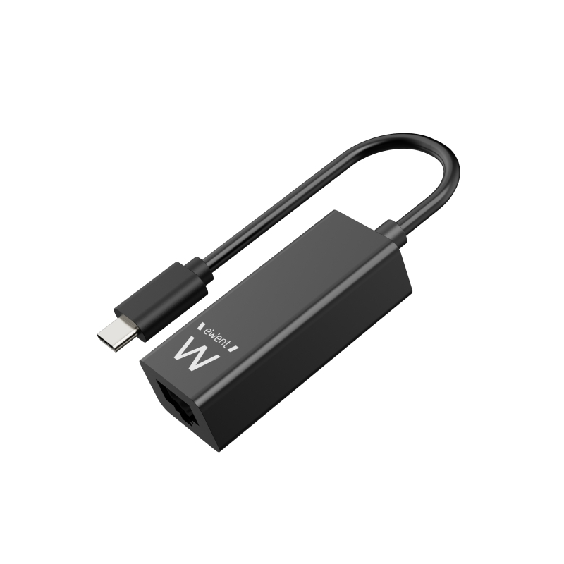 Adaptateur réseau Ewent RJ45 vers USB-C - Gigabit 10/100/1000 Mbps - Câble de 15 cm - Couleur noire