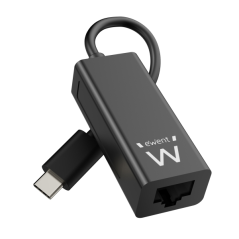 Adaptateur réseau Ewent RJ45 vers USB-C - Gigabit 10/100/1000 Mbps - Câble de 15 cm - Couleur noire