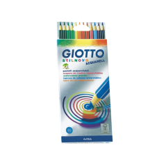 Crayons de couleur aquarelle Giotto Stilnovo Acqarell, lot de 12, forme hexagonale, mine 3,3 mm, couleurs assorties