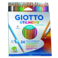Crayons de couleur aquarelle Giotto Stilnovo Acqarell, lot de 24, forme hexagonale, mine 3,3 mm, couleurs assorties