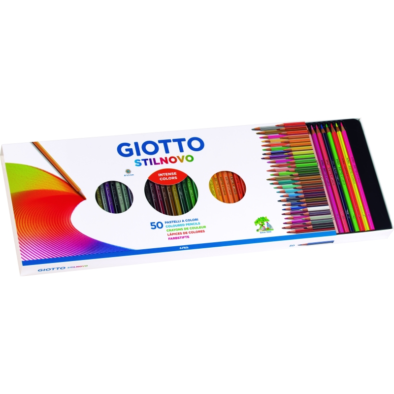 Crayons de couleur aquarelle Giotto Stilnovo Acqarell, lot de 36, forme hexagonale, mine de 3,3 mm, couleurs assorties