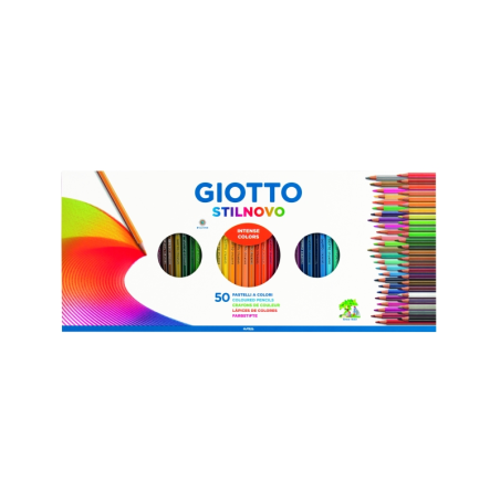 Crayons de couleur aquarelle Giotto Stilnovo Acqarell, lot de 36, forme hexagonale, mine de 3,3 mm, couleurs assorties