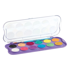 Giotto Candy Collection Etui de 12 Aquarelles 30 mm + Pinceau - Couleurs Vives, Intenses et Vives - Très couvrantes - Couleurs A