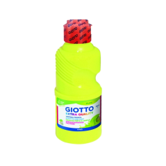 Tempera Fluo Giotto Extra Quality - 250 ml - Prête à l'emploi - Bouteille en PET bio - Couleur jaune fluo