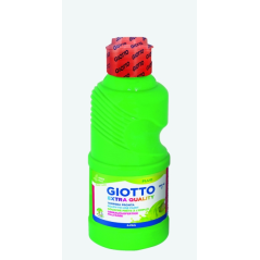 Tempera Fluo Giotto Extra Quality - 250 ml - Prête à l'emploi - Bouteille en PET bio - Couleur vert fluo