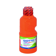 Tempera Fluo Giotto Extra Quality - 250 ml - Prête à l'emploi - Bouteille en PET bio - Couleur orange fluorescent