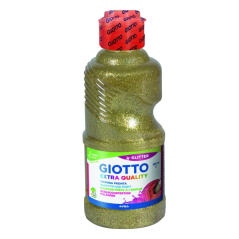 Tempera pailletée Giotto Extra Quality - 250 ml - Prête à l'emploi - Flacon en PET bio - Couleur or
