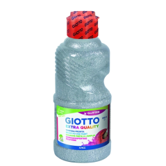 Tempera pailletée Giotto Extra Quality - 250 ml - Prête à l'emploi - Flacon en PET bio - Couleur argent