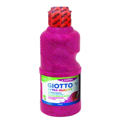 Tempera pailletée Giotto Extra Quality - 250 ml - Prête à l'emploi - Flacon en PET bio - Couleur magenta