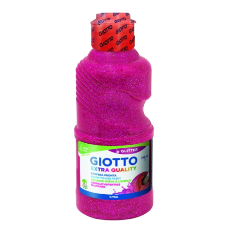 Tempera pailletée Giotto Extra Quality - 250 ml - Prête à l'emploi - Flacon en PET bio - Couleur magenta