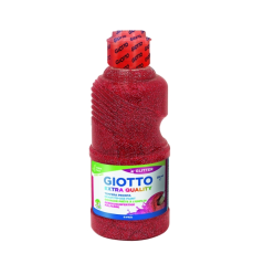 Tempera pailletée Giotto Extra Quality - 250 ml - Prête à l'emploi - Flacon en PET bio - Couleur rouge