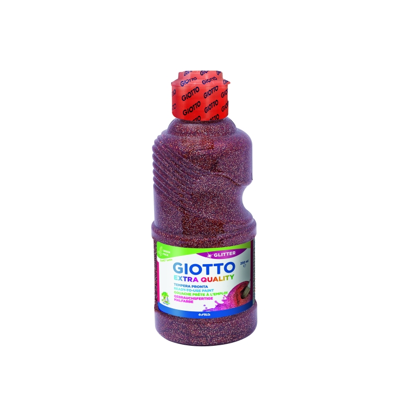 Tempera pailletée Giotto Extra Quality - 250 ml - Prête à l'emploi - Flacon en PET bio - Couleur bronze