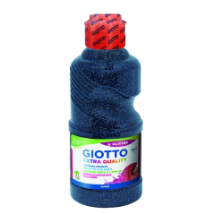 Tempera pailletée Giotto Extra Quality - 250 ml - Prête à l'emploi - Flacon en PET bio - Bleu foncé