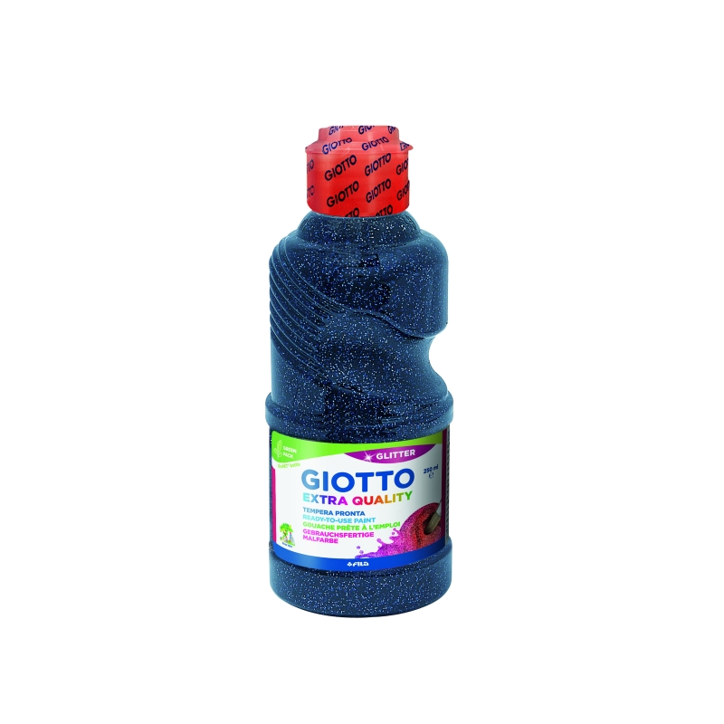 Tempera pailletée Giotto Extra Quality - 250 ml - Prête à l'emploi - Flacon en PET bio - Bleu foncé