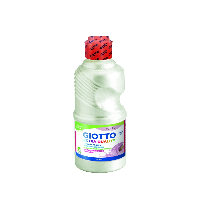Tempera perlée Giotto Extra Quality - 250 ml - Prête à l'emploi - Bouteille en PET bio - Blanc