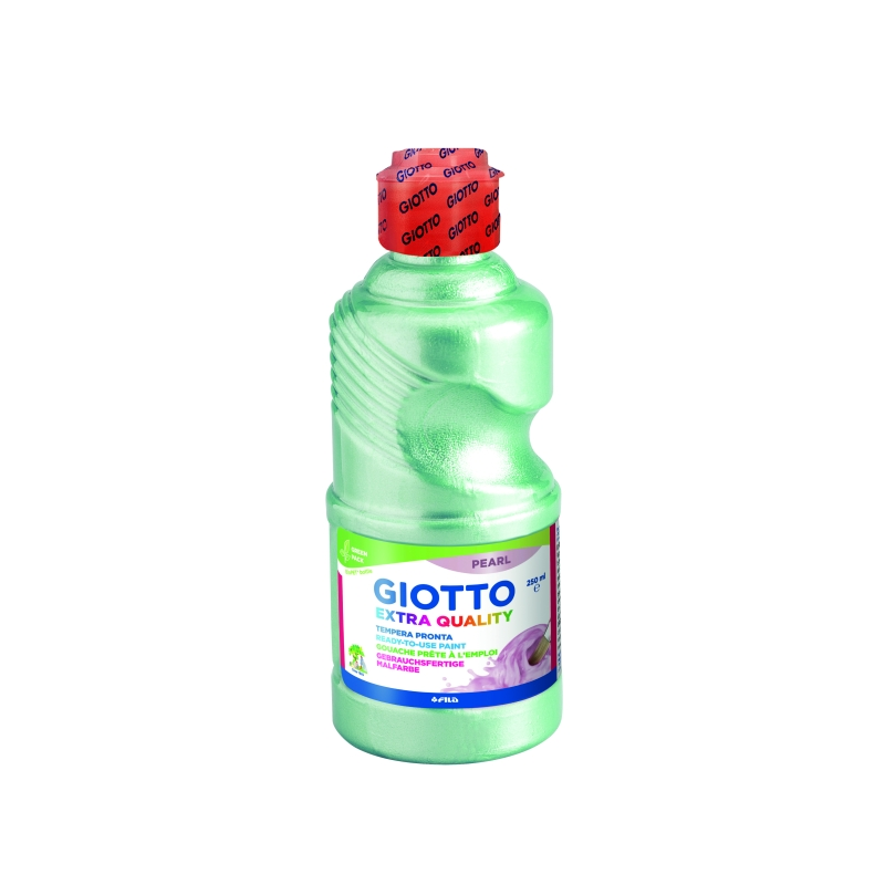 Tempera perlée Giotto Extra Quality - 250 ml - Prête à l'emploi - Bouteille en PET bio - Couleur verte