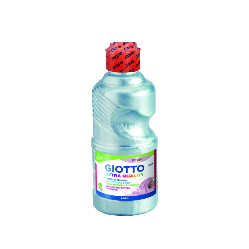 Tempera perlée Giotto Extra Quality - 250 ml - Prête à l'emploi - Bouteille en PET bio - Couleur cyan