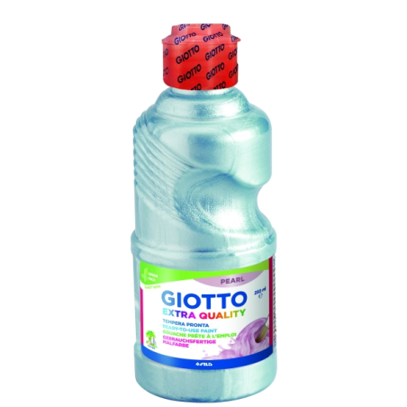 Tempera perlée Giotto Extra Quality - 250 ml - Prête à l'emploi - Bouteille en PET bio - Couleur cyan