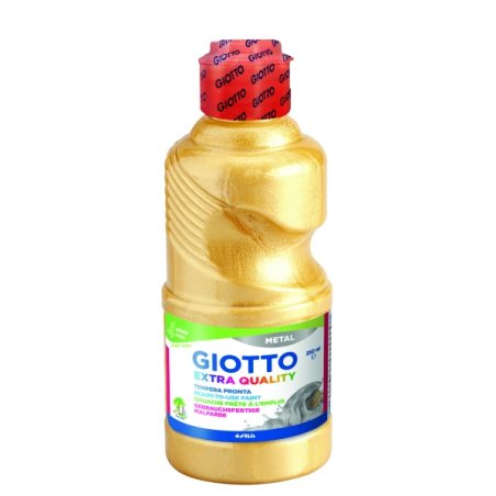 Tempera métallique Giotto Extra Quality - 250 ml - Prête à l'emploi - Bouteille en PET bio - Couleur or