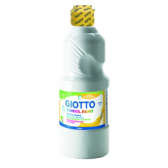 Peinture à la détrempe Giotto School - 500 ml - Prête à l'emploi - Super lavable - Flacon en PET bio - Blanc