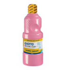 Peinture à l'eau Giotto School - 500 ml - Prête à l'emploi - Super lavable - Flacon en PET bio - Rose