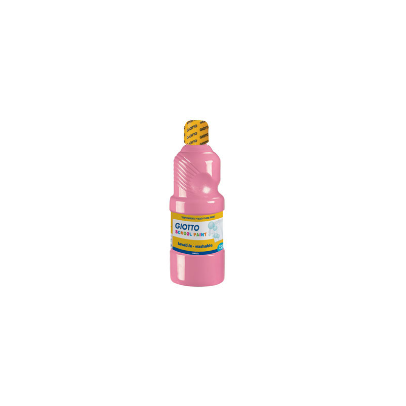 Peinture à l'eau Giotto School - 500 ml - Prête à l'emploi - Super lavable - Flacon en PET bio - Rose
