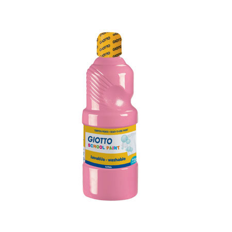 Peinture à l'eau Giotto School - 500 ml - Prête à l'emploi - Super lavable - Flacon en PET bio - Rose