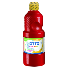 Peinture à la détrempe Giotto School - 500 ml - Prête à l'emploi - Super lavable - Flacon en PET bio - Couleur rouge vermillon