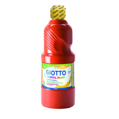Peinture à la détrempe Giotto School - 500 ml - Prête à l'emploi - Super lavable - Flacon en PET bio - Rouge écarlate