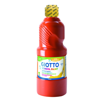 Peinture à la détrempe Giotto School - 500 ml - Prête à l'emploi - Super lavable - Flacon en PET bio - Rouge écarlate