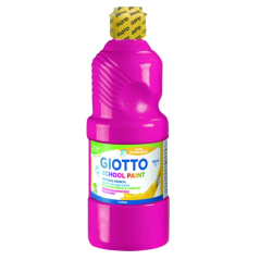 Peinture à la détrempe Giotto School - 500 ml - Prête à l'emploi - Super lavable - Flacon en PET bio - Couleur magenta