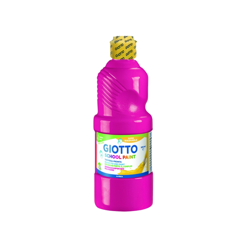 Peinture à la détrempe Giotto School - 500 ml - Prête à l'emploi - Super lavable - Flacon en PET bio - Couleur magenta