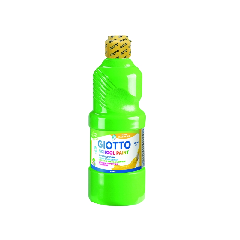 Peinture à la détrempe Giotto School - 500 ml - Prête à l'emploi - Super lavable - Flacon en PET bio - Couleur vert cinabre
