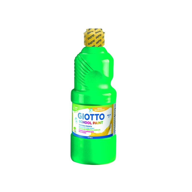 Peinture à l'eau Giotto School Tempera - 500 ml - Prête à l'emploi - Super lavable - Bouteille en PET bio - Couleur verte