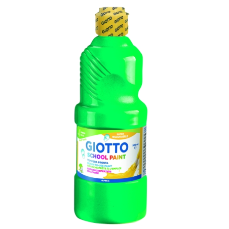 Peinture à l'eau Giotto School Tempera - 500 ml - Prête à l'emploi - Super lavable - Bouteille en PET bio - Couleur verte