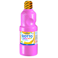Peinture à l'eau Giotto School - 500 ml - Prête à l'emploi - Super lavable - Flacon en PET bio - Rose clair
